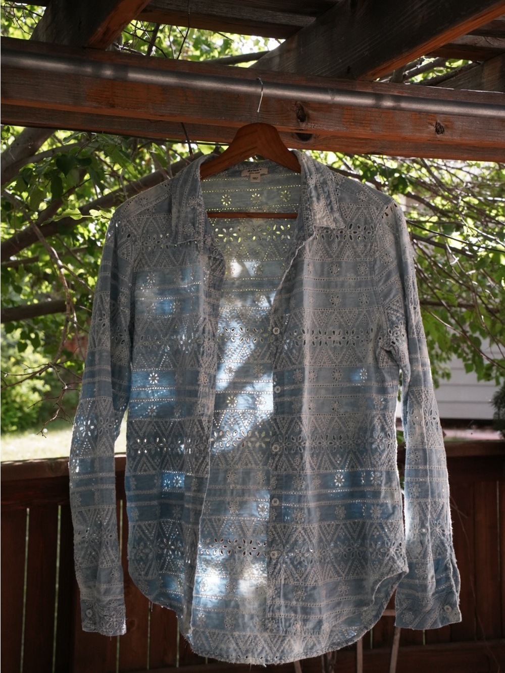 Coastal Cowgirl Light Blue Lace Button-Up Shirt